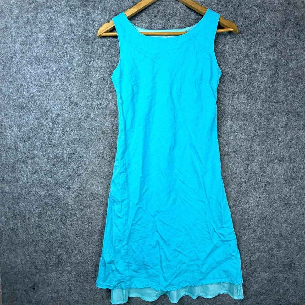 Jessica Howard Sheath Dress Women 4P Aqua Blue Lined Sleeveless Boat Neck Summer